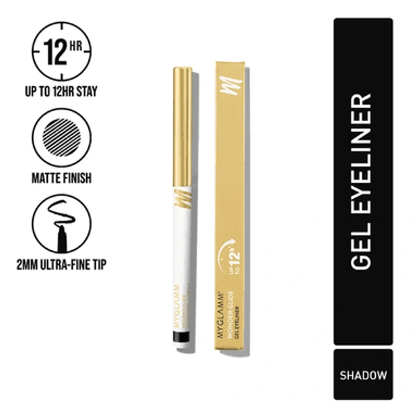 MyGlamm Wonder Glide Gel Eyeliner - Shadow (Black Shade) | Long Lasting, Water-resistant & Smudge-proof Retractable Eyeliner Pencil