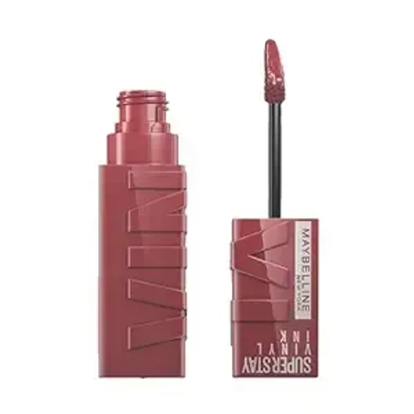 Maybelline Liquid Lipstick, High Shine Gloss, Lasts for 16 HRs, Enriched With Vitamin E & Aloe, SuperStay Vinyl Ink, Witty, High-Glossy