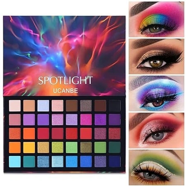 UCANBE Cosluxe Ucanbe Spotlight Eyeshadow Palette, Professional 40 Color Eye Shadow Matte Shimmer Makeup Pallet Highly Pigmented Colorful Powder Long Lasting Waterproof Eyeshadow Palette - Multicolor