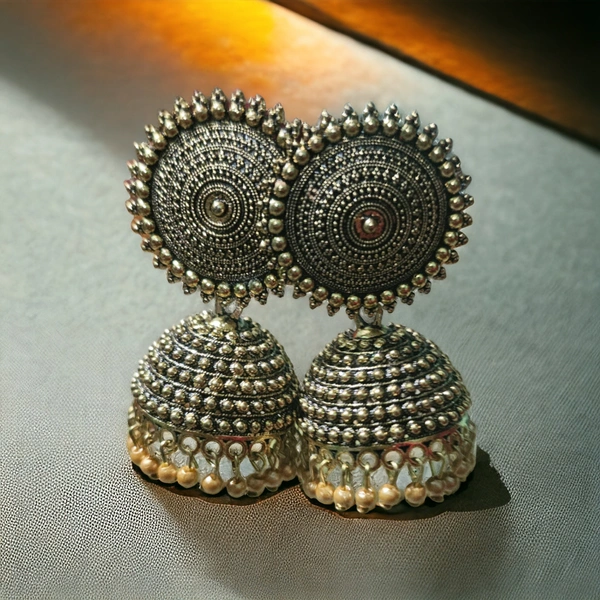 Dolluspaa Kundan Jhumka earrings Woman CoralSilver Jhumki Earring