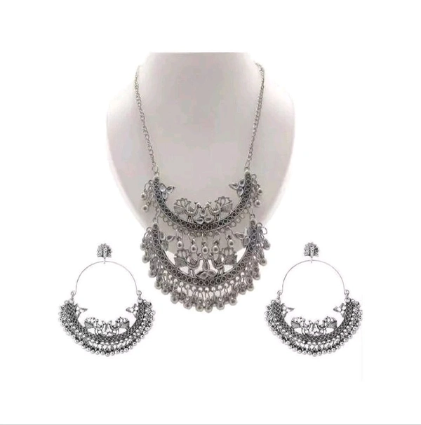 Oxidised Silver Mayur Jewellery Set (Pack Of 1)