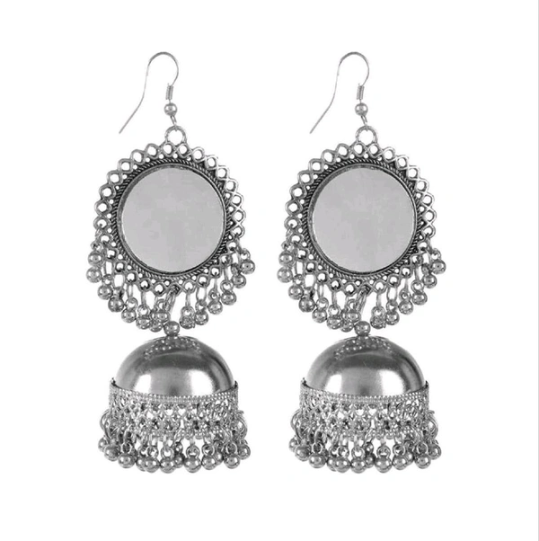 Beautiful Silver Oxidised Mirror Jhumki Earings