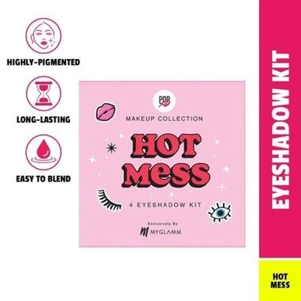 POPxo Makeup - Hot Mess - 4 Eyeshadow Kit | Long Lasting, Pigmented, Matte Shade Eyeshadow Palette With Vitamin E