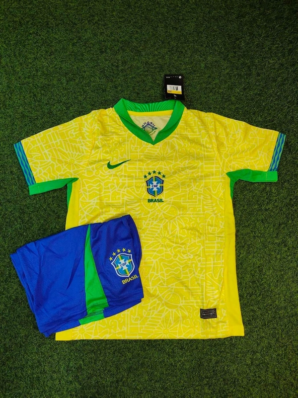 Kids Brazil Home Yellow Colour Jersey Set