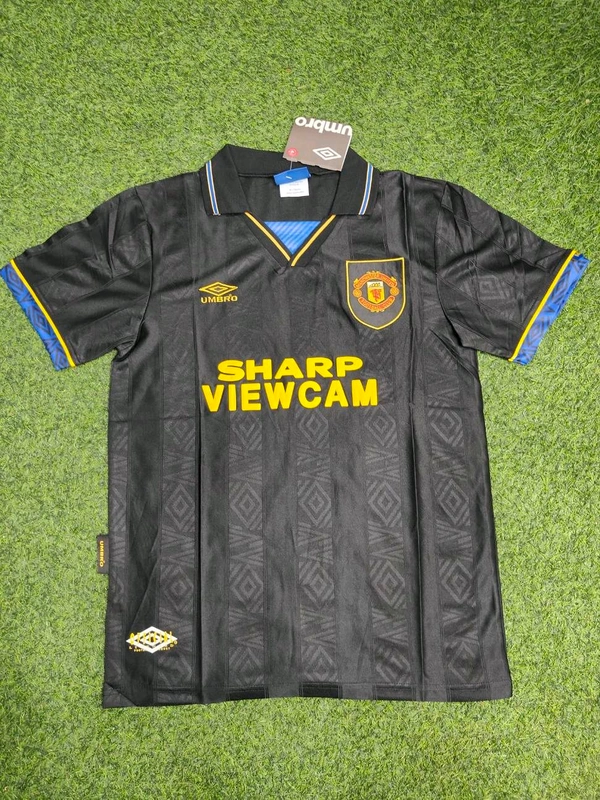 Retro Manchester United 1993-94 Away Black Jersey Half Sleeve 
