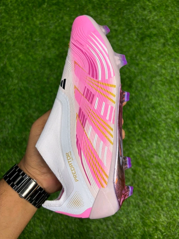 Predator Elite White And Pink Colour FG Without Lace 