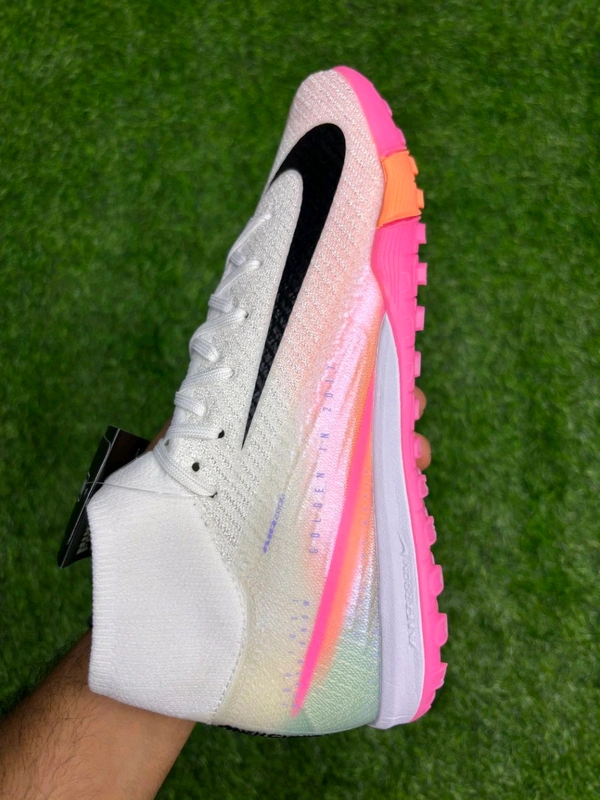 Mercurial Superfly 10 White Pink Mix AG/Turf High-Top With Lace