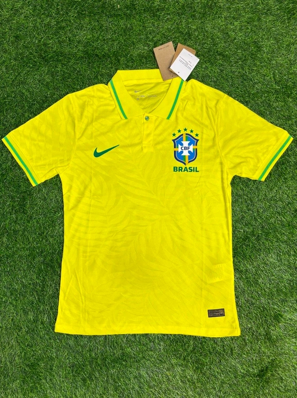 Brazil Home Yellow Colour Polo Jersey Player Edition