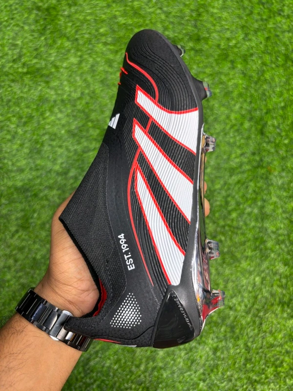 Predator Elite Black And Red Low-top FG Without Lace