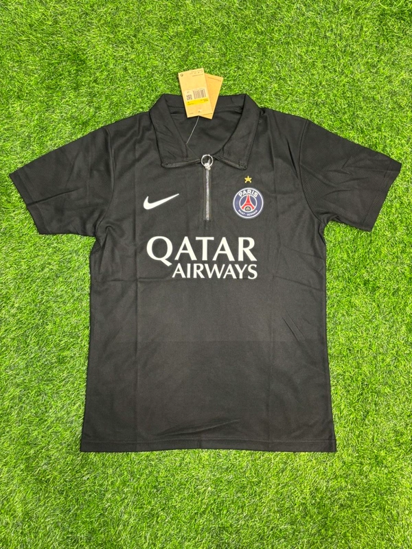 PSG Black Colour Polo Shirt With Zipper