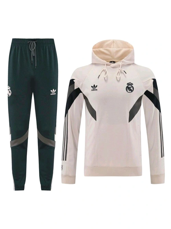Madrid 2025 Cream And Grey Colour Traning Suit Set