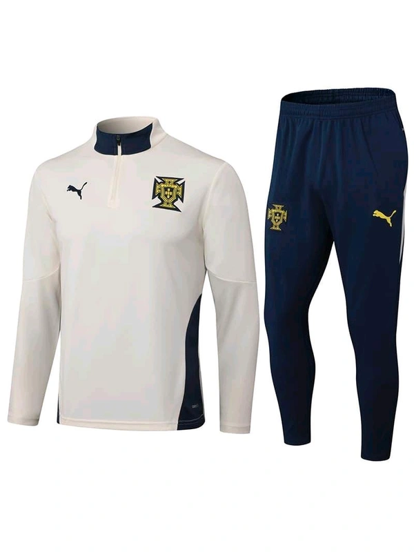 Portugal National Team Off White Blue Colour Training Suit