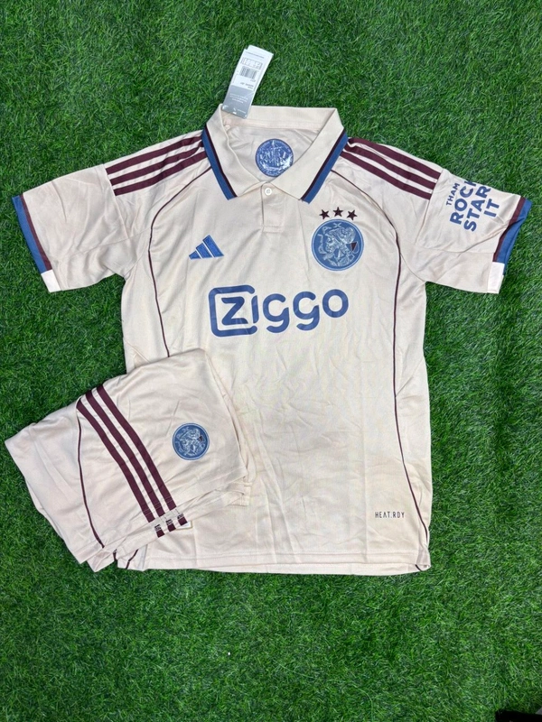 Beige Ajax 25/26 3rd Kit Fan Edition With Short