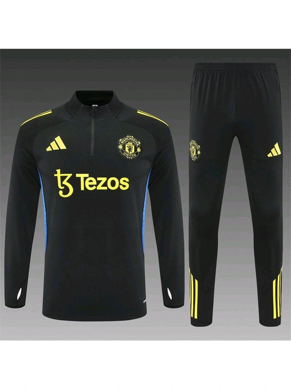 Manchester United Black Yellow Colour Combination Training Suit 