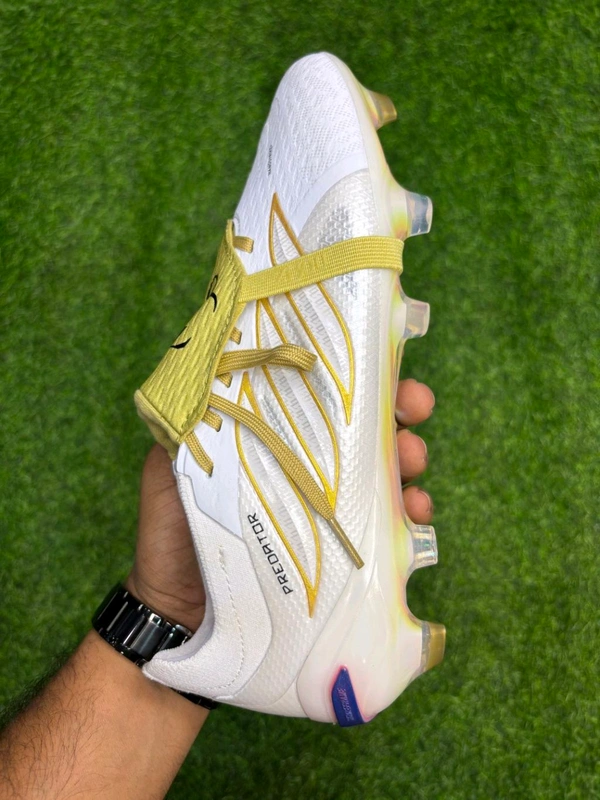 Predator Foldover Elite Next-gen White Gold Colour FG With Lace