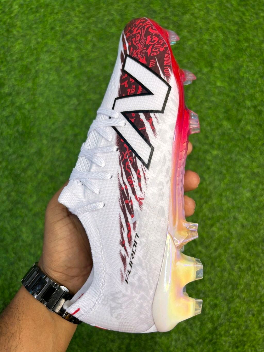 NB Furon V8 Elite White Red Colour FG With Lace