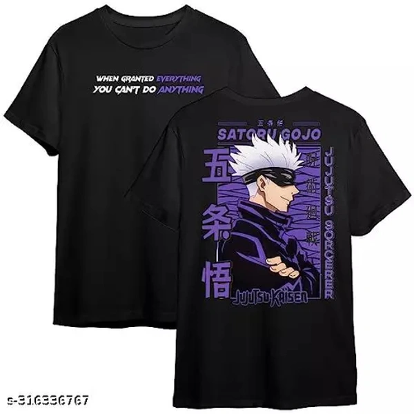 Men's Printed Anime T-shirt - Black, XL