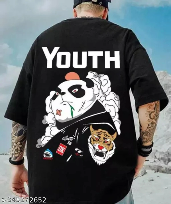 Men's Stylish Back Printed T-shirt - Black, L