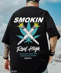 Men's Stylish Back Printed T-shirt - Black, L