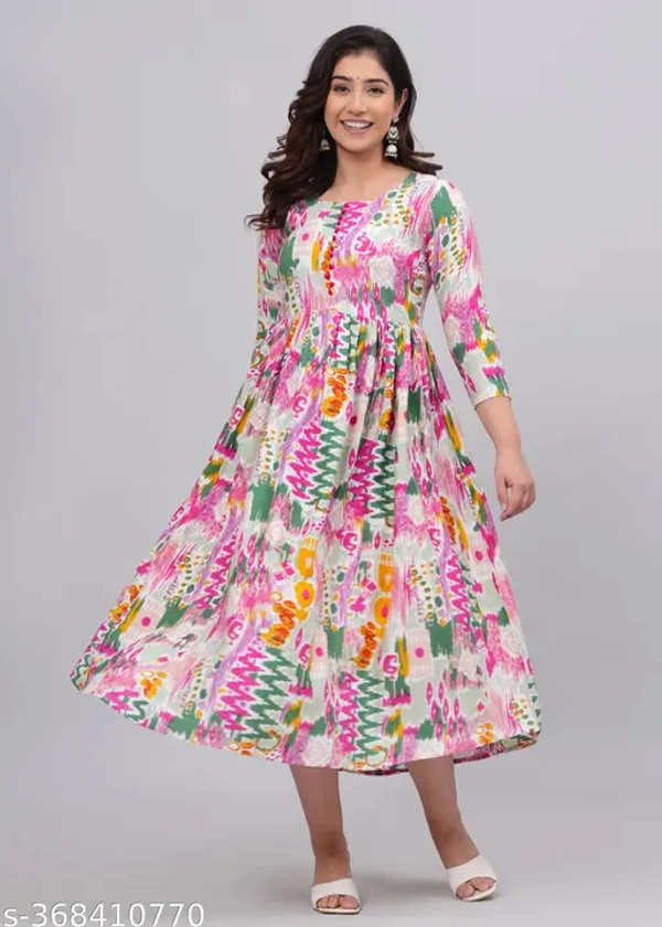 Anarkali Kurti For Women - White, XXL
