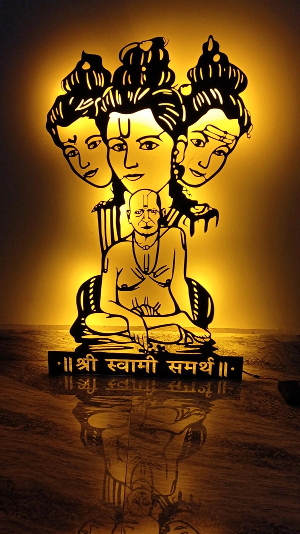 Swami Samarth Datta Digambar Metal Wall Art (24x19 Inch) - Black