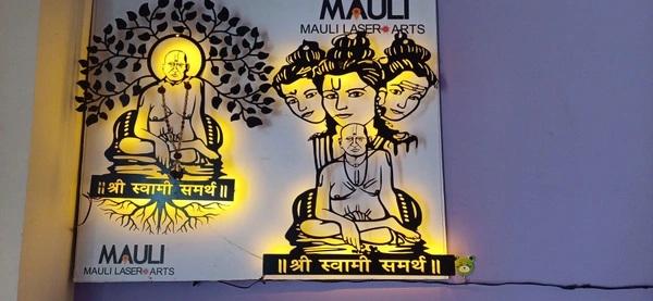 Swami Samarth Datta Digambar Metal Wall Art (24x19 Inch) - Black