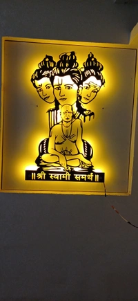 Swami Samarth Datta Digambar Metal Wall Art (24x19 Inch) - Black