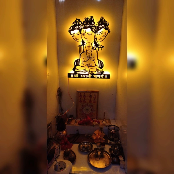 Swami Samarth Datta Digambar Metal Wall Art (24x19 Inch) - Black