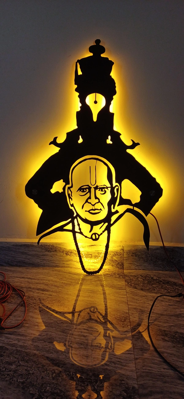 Swami Samarth And Vitthal Metal Wall Art ( 24 x 19 Inch ) - Black