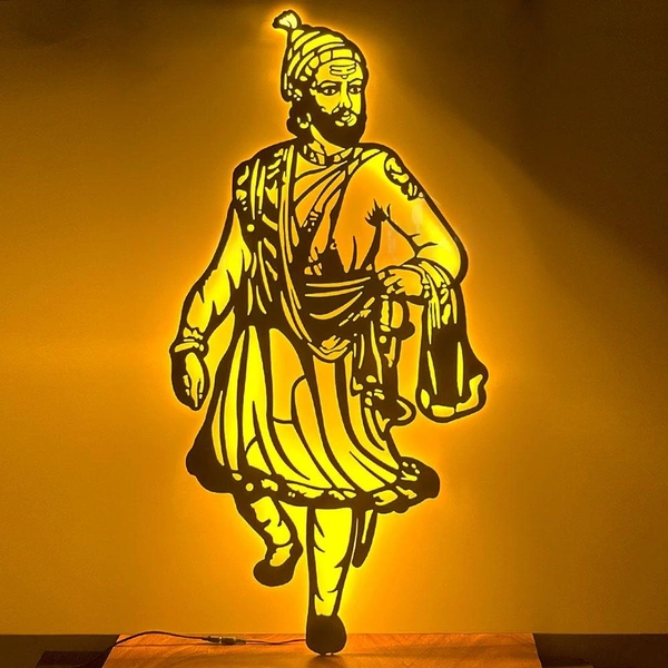 Shivaji Maharaj Metal Wall Art ( 36 X 26 Inch )  - Black