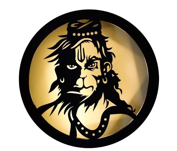 Hanuman Metal Wall Art ( 20x20 Inch ) - Black