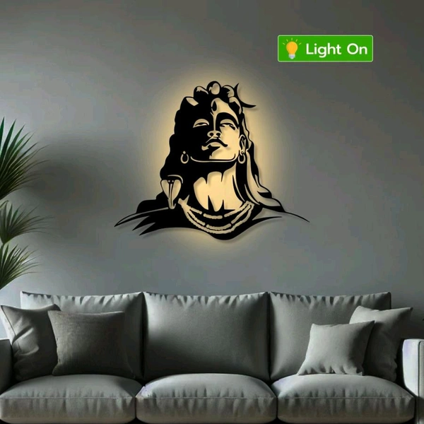 Adiyogi Metal Wall Art ( 24x 20 Inch )  - Black