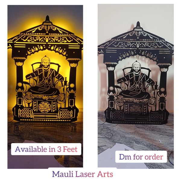 Shivaji Maharaj Metal Wall Art ( 36x28 Inch ) - Black