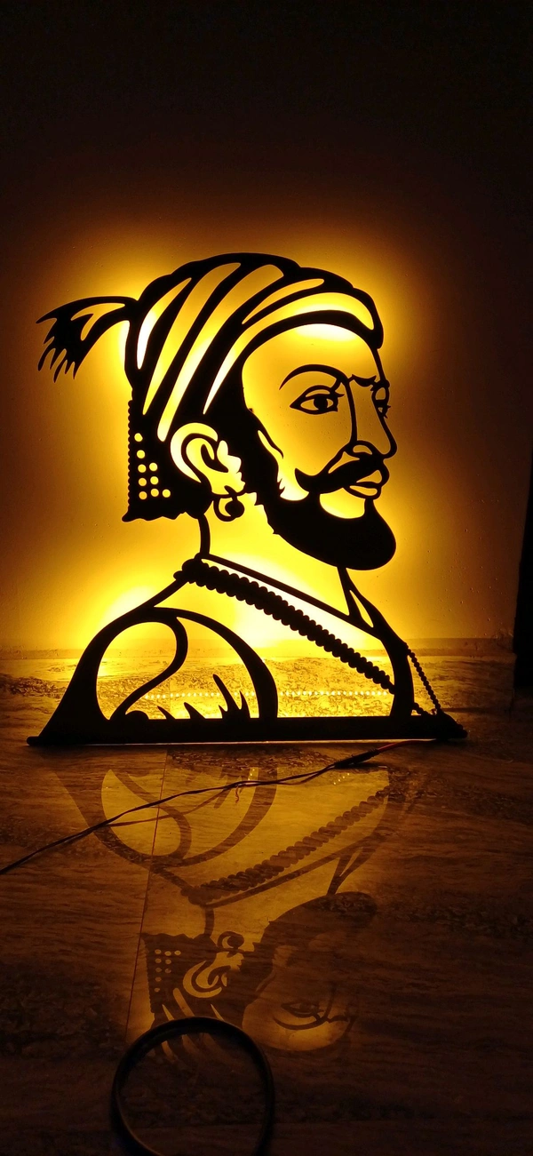 Shivaji Maharaj Metal Wall Art (INV0011) - Black