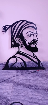 Shivaji Maharaj Metal Wall Art (INV0011) - Black