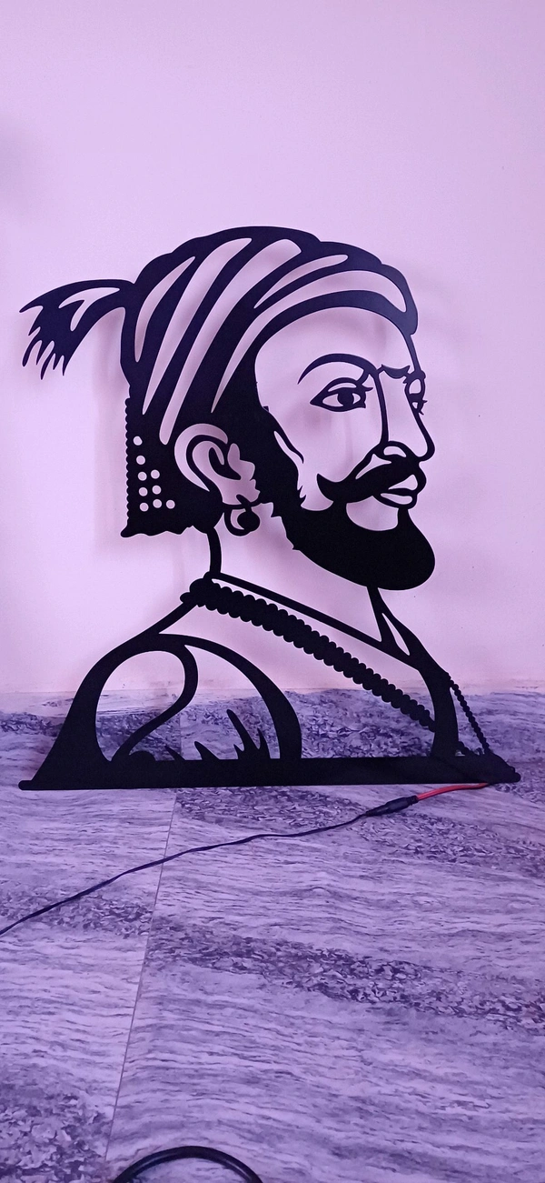 Shivaji Maharaj Metal Wall Art (INV0011) - Black