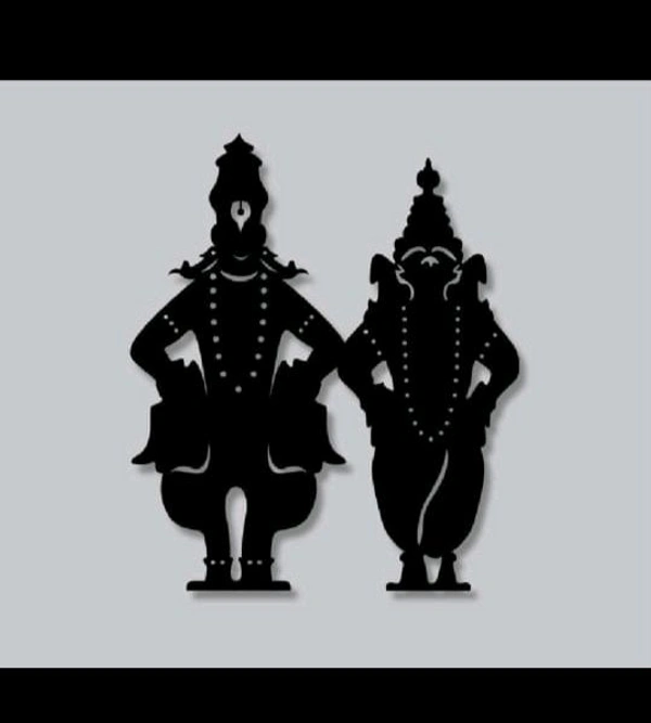 Vitthal Rukmini Metal Wall Art ( 24 x 19 Inch ) - Black