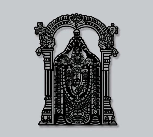 Tirupati Balaji Metal Wall Art ( 36x27 Inch) - Black