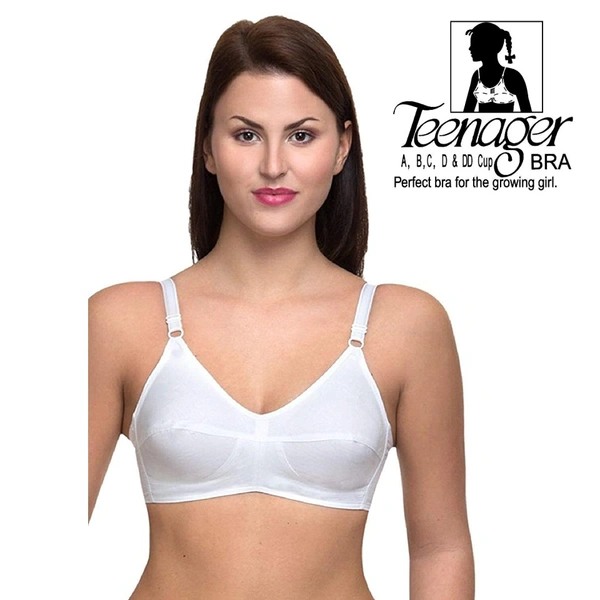 Teenager Bra 100 % Cotton Lycra Strap - 95 C, White