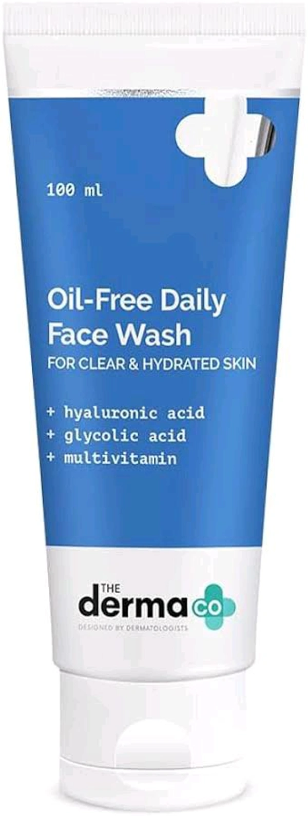 Derma  The Derma Co Oil-Free Daily Face Wash With Hyaluronic Acid, Glycolic Acid & Multivitamins - 100 Ml