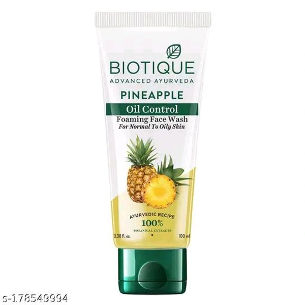 Biotique Advanced Ayurveda  Pineapple Oil Control Foaming Nourish Foaming Face Wash For Normal To Oily Skin  - 100 Ml