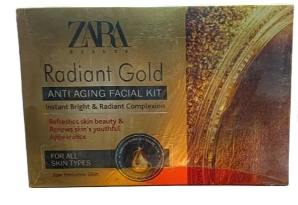 ZARA  Zara Beauty Radiant Gold Anti Aging  Facial Kit Instant Bright & Radiant Complexion  Refreshes Skin Beauty &Renews Skin's Youthful Appearance  - 600ml