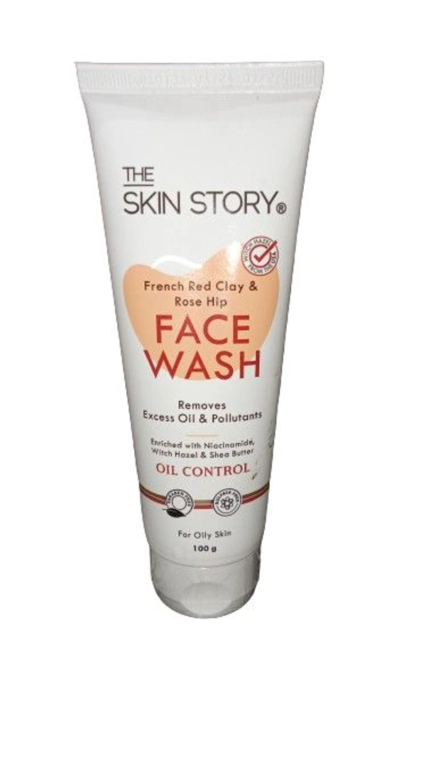 The Skin Story French Red Clay & Rose Hip Face Wash Removes Excess Oil & Pollutants Oil Control  - 100 Ml