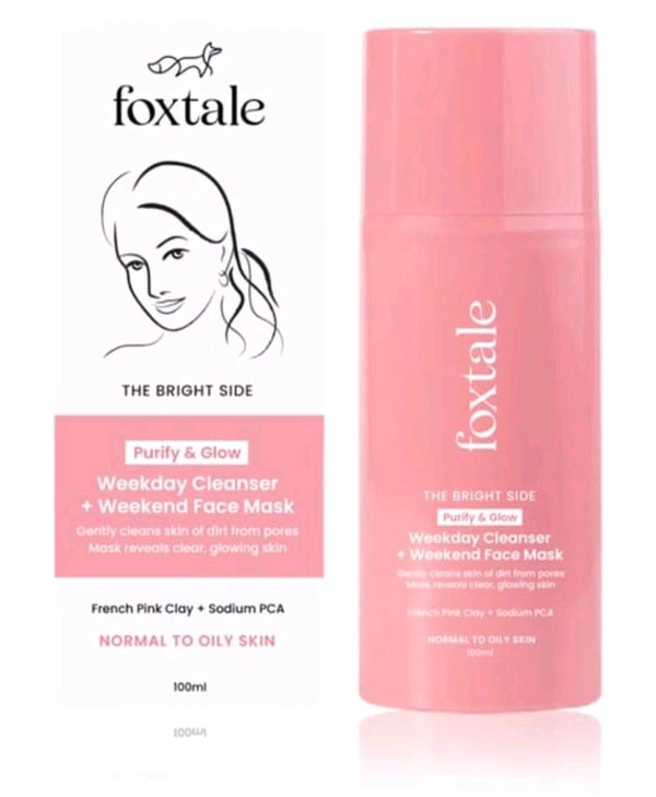 FOXTALE Foxtale The Bright Side Purify & Glow Weekday Cleanser + Weekend Face Mask - 100 ml - White, 100Ml