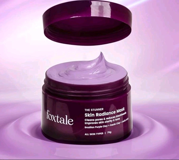 Foxtale De-Tan Face Mask for Glowing Skin| Clay Mask with Lactic Acid for Tan Removal - 75Ml, Ripe Plum