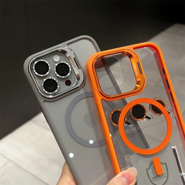Metal Premium Look Camera Lens Metal Ring Protector Stand Case with Lens Film 💢 - Black, IP 13