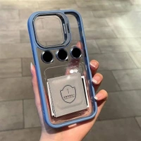 Metal Premium Look Camera Lens Metal Ring Protector Stand Case with Lens Film 💢 - Gray, IP 13