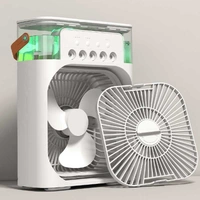 Portable Air Cooler 4-In-1 Mini Mobile Air Conditioner Fan, Air Cooling Fan and Humidifier, 7 Colors LED Night Lights with 3 Fan Speeds Personal Evaporative Coolers, Air Conditioning for Home Office  - White