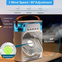 Portable Air Cooler 4-In-1 Mini Mobile Air Conditioner Fan, Air Cooling Fan and Humidifier, 7 Colors LED Night Lights with 3 Fan Speeds Personal Evaporative Coolers, Air Conditioning for Home Office  - White