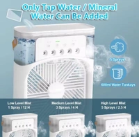 Portable Air Cooler 4-In-1 Mini Mobile Air Conditioner Fan, Air Cooling Fan and Humidifier, 7 Colors LED Night Lights with 3 Fan Speeds Personal Evaporative Coolers, Air Conditioning for Home Office  - Blue
